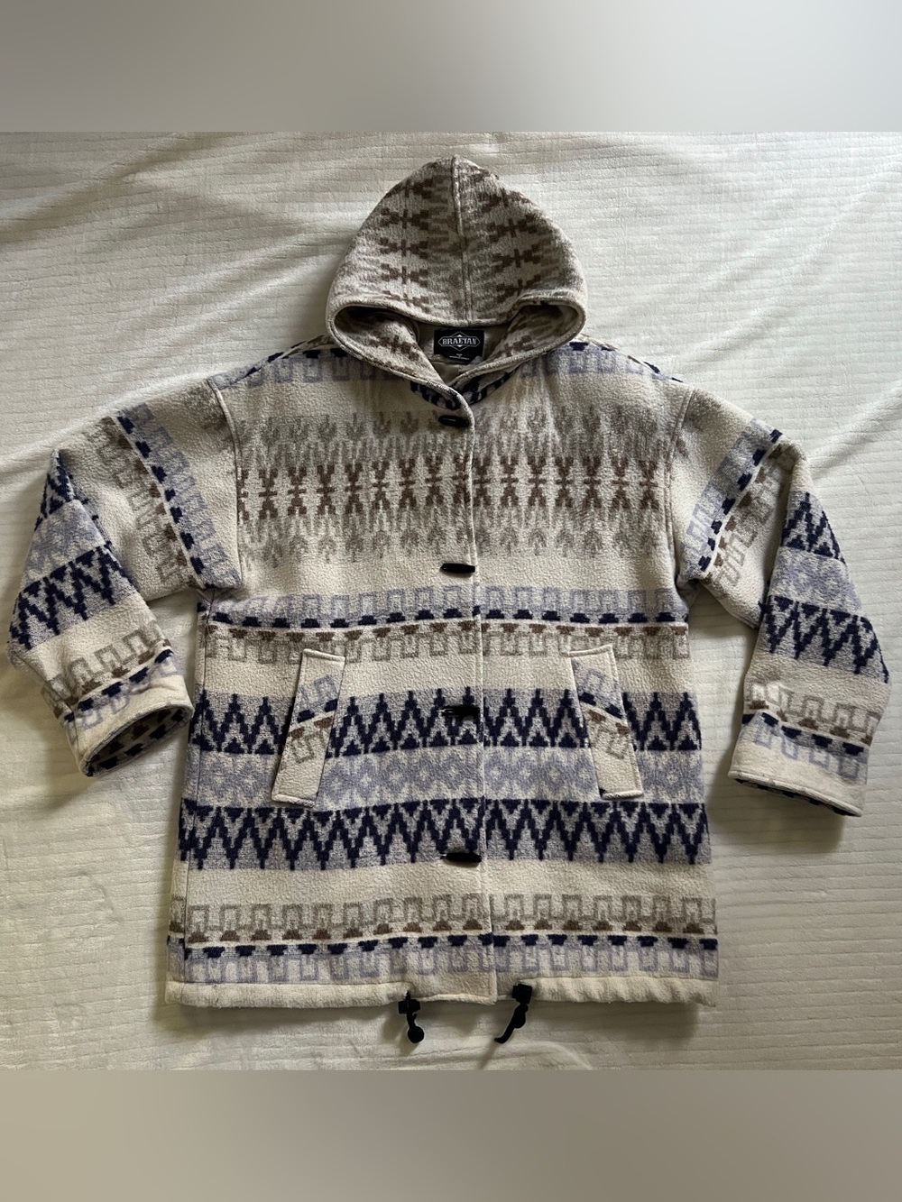 Vintage Braetan Women’s medium Coat/Jacket, Wool Blend, Hooded, Southwestern